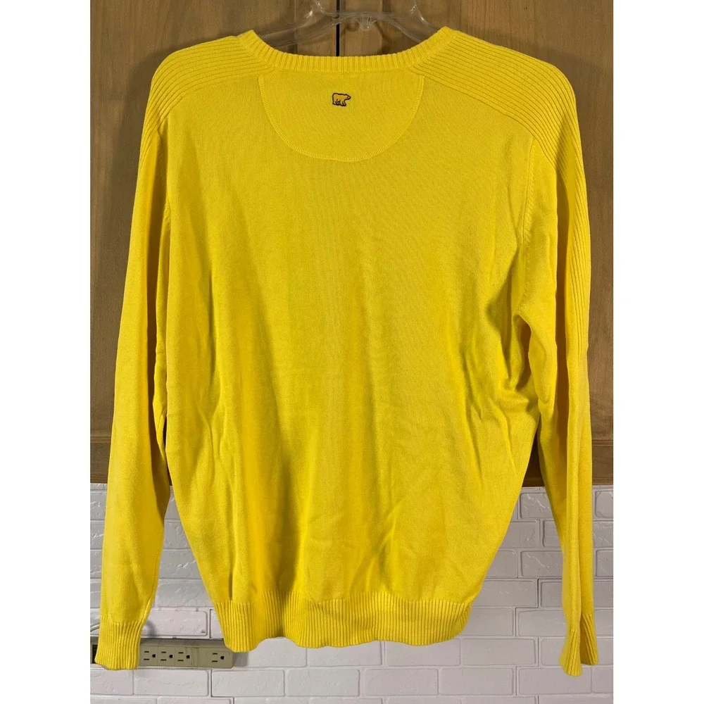 Jack Nicklaus Sweater Mens Medium Yellow V-Neck Golden Bear Golf Knit NWT